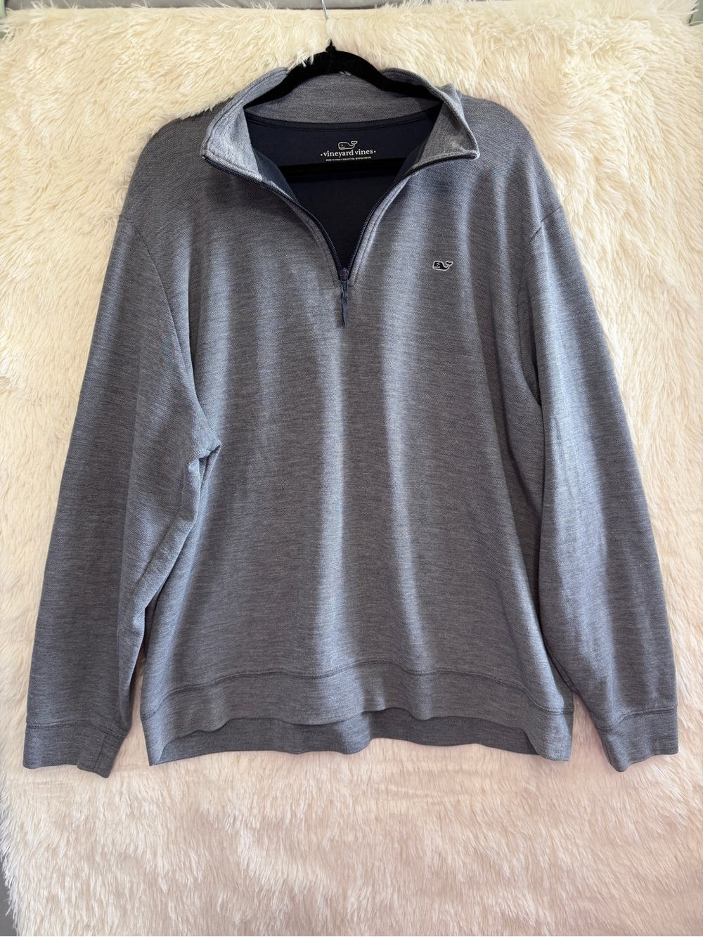 Vineyard Vines Mens Preppy Saltwater 1/4 Zip Pullover Sweater XXL Blue Nautical